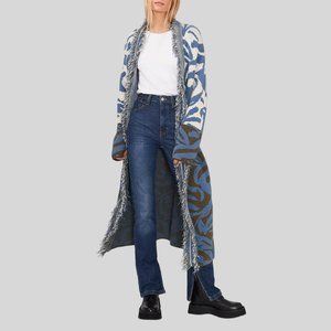 Vince Camuto Blue and Gray Long Cardigan